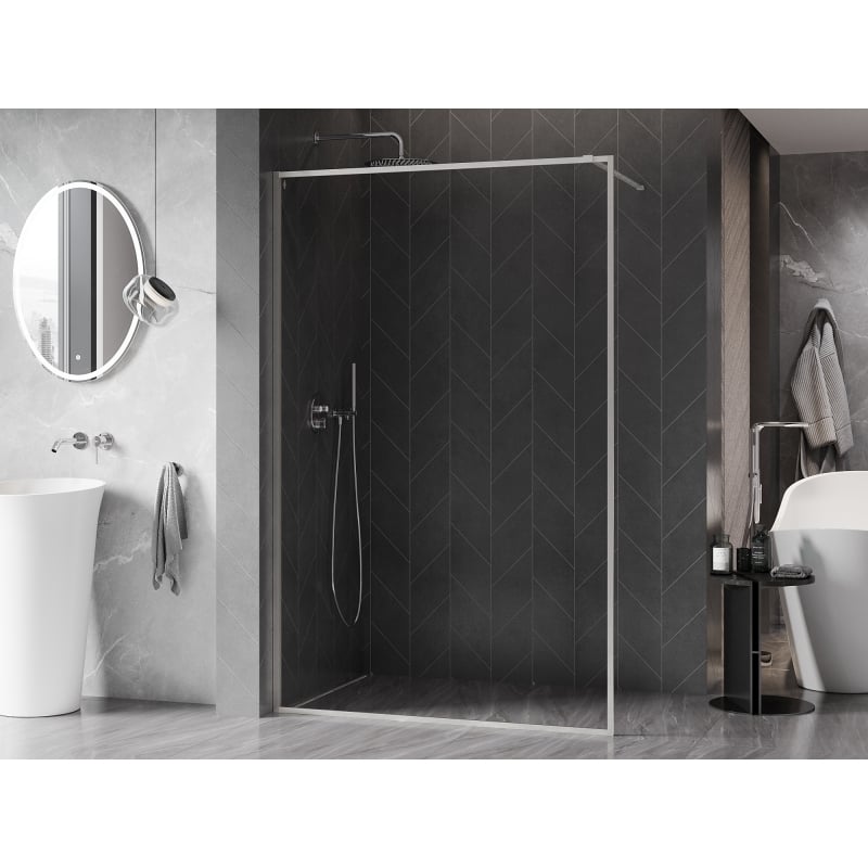 Mexen Kioto-F Paroi de douche Walk-in avec cadre 100 x 202 cm, transparent 8 mm, nickel brossé - 800-100-104-97-00