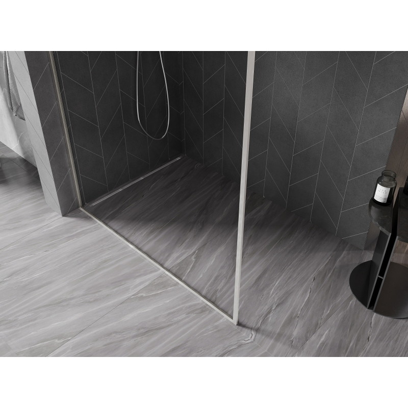 Mexen Kioto-F Paroi de douche Walk-in avec cadre 100 x 202 cm, transparent 8 mm, nickel brossé - 800-100-104-97-00