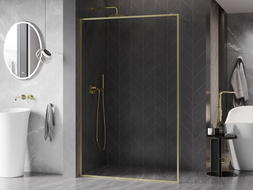 Mexen Kioto-F paroi de douche Walk-in avec cadre 140 x 202 cm, transparent 8 mm, or brossé - 800-140-104-55-00