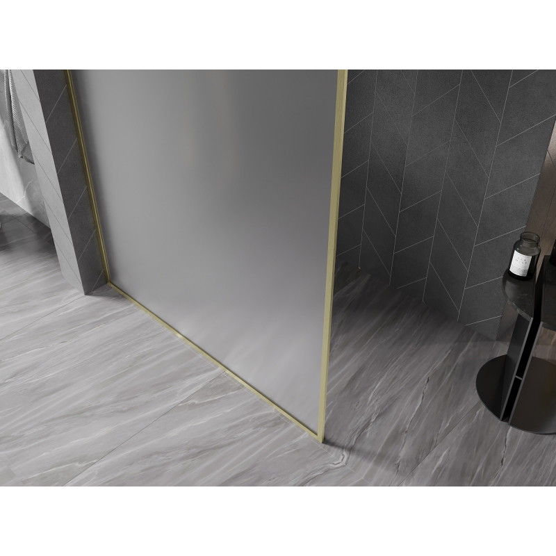 Mexen Kioto-F paroi de douche Walk-in avec cadre 90 x 202 cm, givre 8 mm, or brossé - 800-090-104-55-30