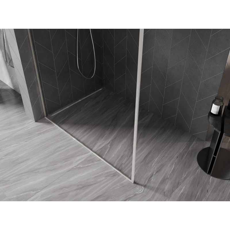 Mexen Kioto-F Paroi de douche Walk-in avec cadre 140 x 202 cm, transparent 8 mm, nickel brossé - 800-140-104-97-00