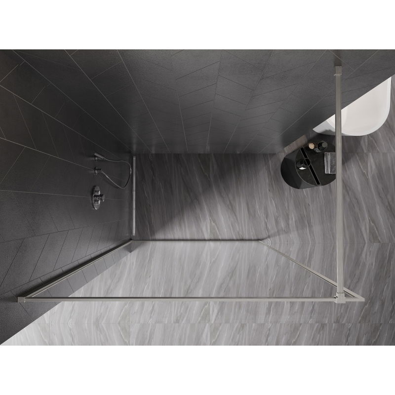 Mexen Kioto-F paroi de douche Walk-in avec cadre 125 x 202 cm, transparent 8 mm, nickel brossé - 800-125-104-97-00