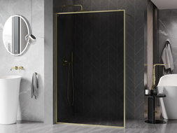 Mexen Kioto-F paroi de douche Walk-in avec cadre 70 x 202 cm, graphite 8 mm, doré brossé - 800-070-104-55-40