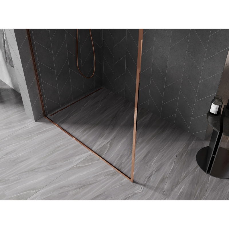Mexen Kioto-F paroi de douche murale Walk-in avec cadre 50 x 202 cm, transparent 8 mm, or rose - 800-050-104-60-00