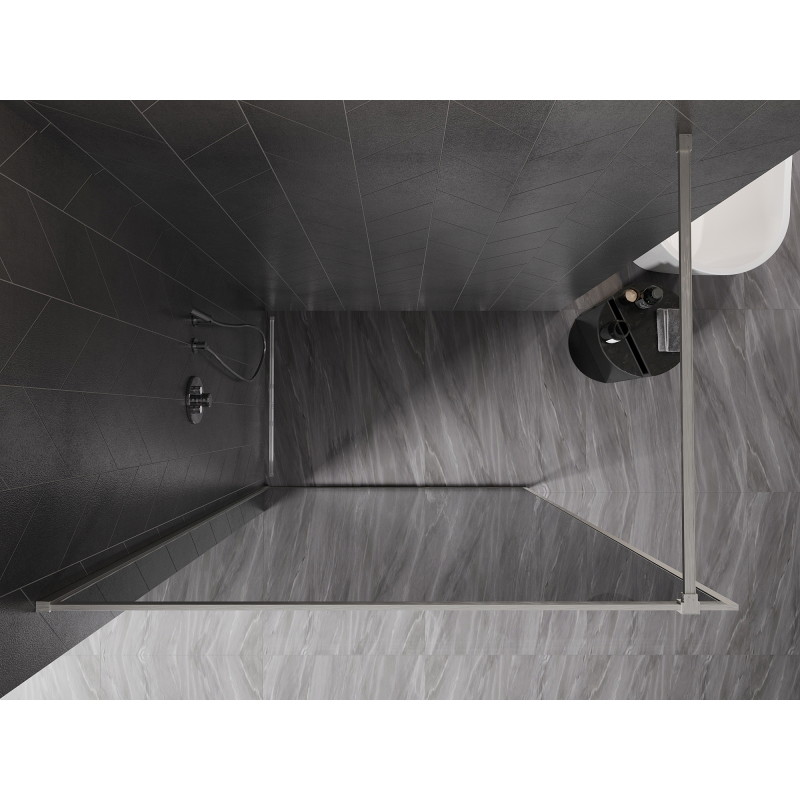 Mexen Kioto-F paroi de douche Walk-in avec cadre 80 x 202 cm, graphite 8 mm, nickel brossé - 800-080-104-97-40