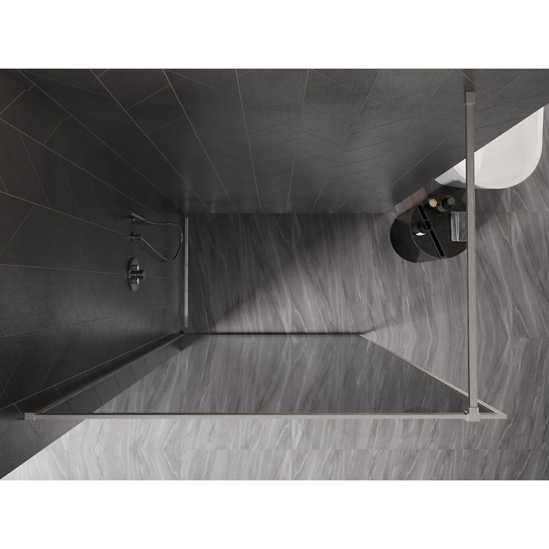 Mexen Kioto-F paroi de douche Walk-in avec cadre 140 x 202 cm, graphite 8 mm, nickel brossé - 800-140-104-97-40