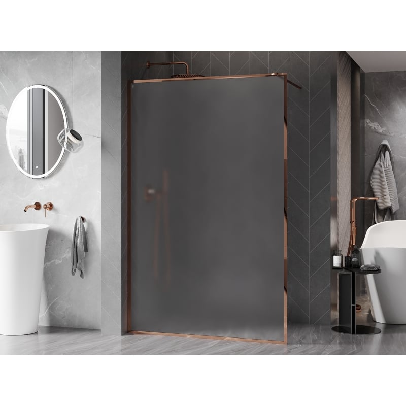 Mexen Kioto-F paroi de douche Walk-in avec cadre 90 x 202 cm, givre 8 mm, or rose - 800-090-104-60-30