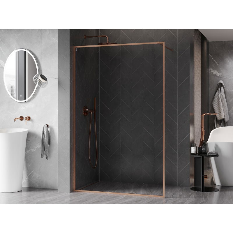 Mexen Kioto-F cloison de douche Walk-in avec cadre 70 x 202 cm, transparent 8 mm, cuivre brossé - 800-070-104-65-00
