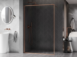 Mexen Kioto-F cloison de douche Walk-in avec cadre 70 x 202 cm, transparent 8 mm, cuivre brossé - 800-070-104-65-00