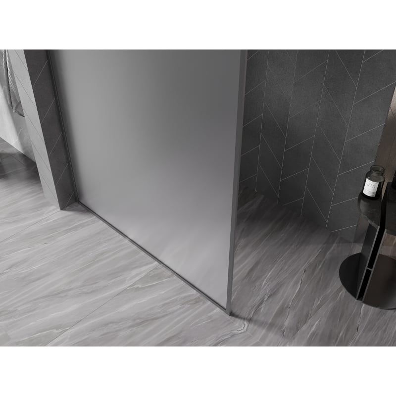 Mexen Kioto-F paroi de douche Walk-in avec cadre 120 x 202 cm, givre 8 mm, gun metal - 800-120-104-95-30
