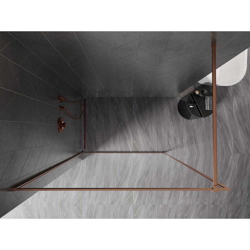 Mexen Kioto-F paroi de douche Walk-in avec cadre 115 x 202 cm, transparent 8 mm, cuivre brossé - 800-115-104-65-00