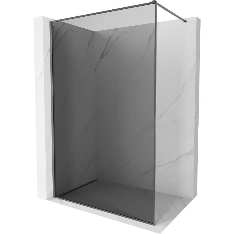 Mexen Kioto-F paroi de douche Walk-in avec cadre 100 x 202 cm, graphite 8 mm, métal canon - 800-100-104-95-40