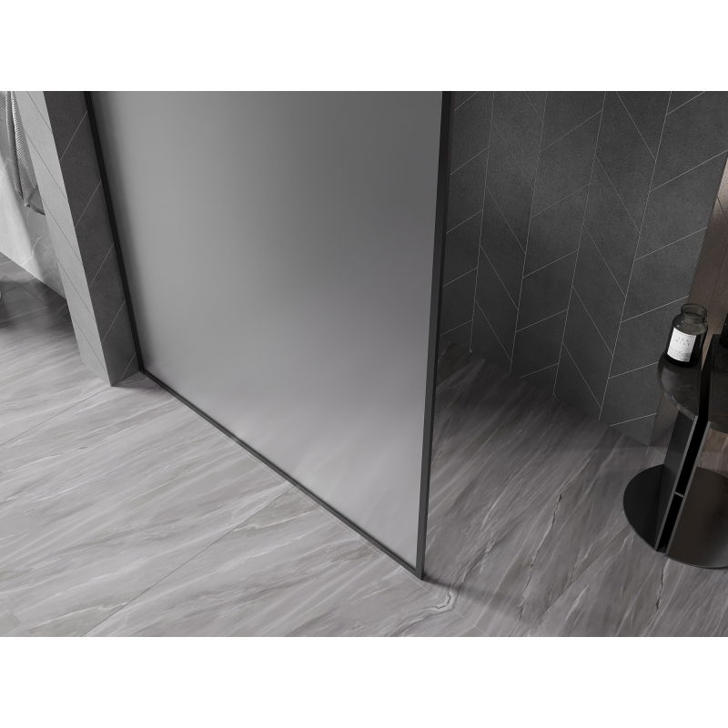 Mexen Kioto-F Paroi de Douche Walk-in avec Cadre 110 x 202 cm, Givre 8 mm, Noir - 800-110-104-70-30