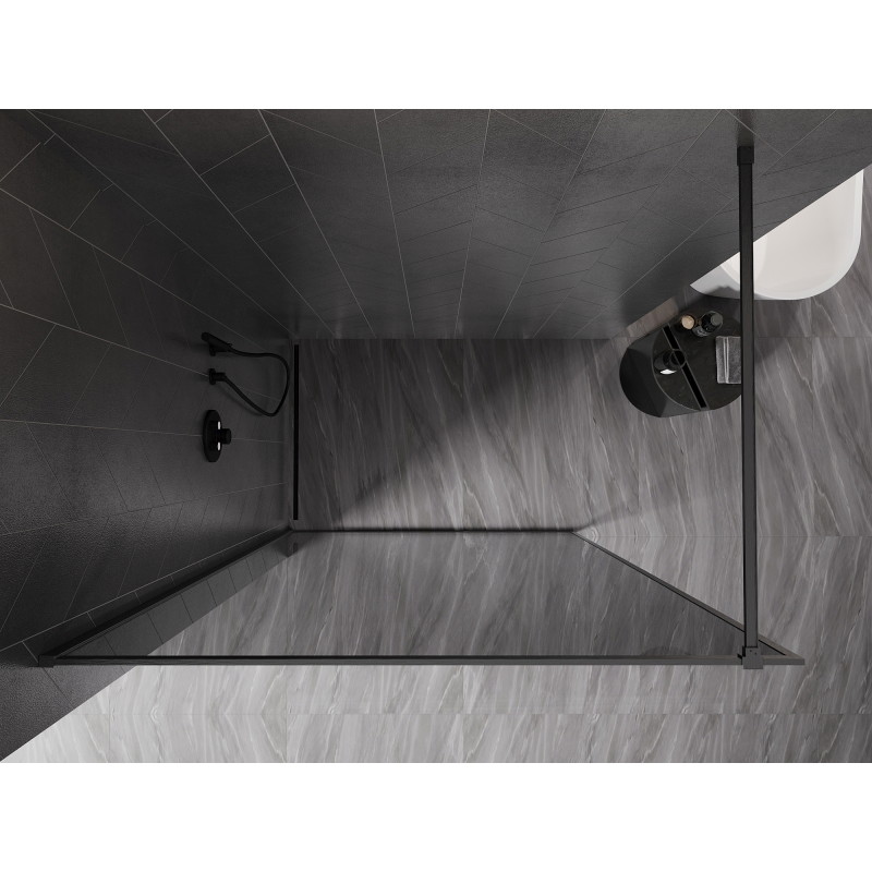 Mexen Kioto-F paroi de douche Walk-in avec cadre 90 x 202 cm, graphite 8 mm, gris canon brossé - 800-090-104-66-40