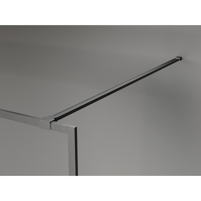 Mexen Kioto-F paroi de douche Walk-in avec cadre 140 x 202 cm, graphite 8 mm, gris canon brossé - 800-140-104-66-40