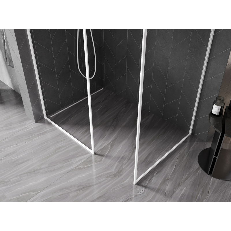 Mexen Kioto-F paroi de douche Walk-in avec cadre 170 x 100 cm, transparent 8 mm, blanc - 800-170-202-04-20-100