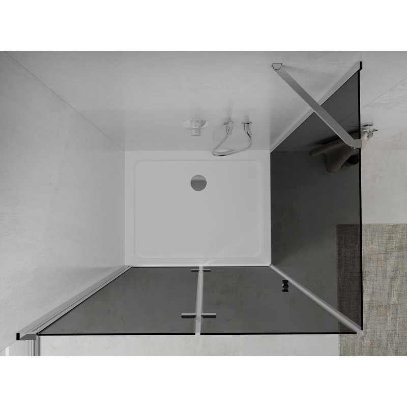 Mexen Lima cabine de douche pliante 100 x 80 cm, graphite, chrome + receveur plat, blanc - 856-100-080-01-40-4010