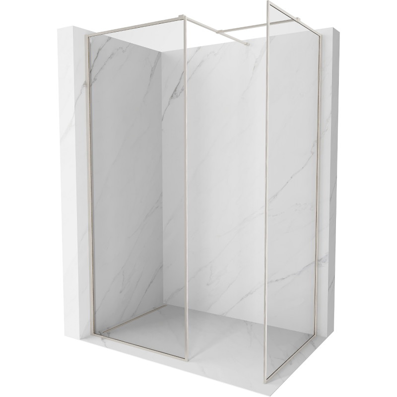 Mexen Kioto-F paroi de douche Walk-in avec cadre 110 x 95 cm, transparent 8 mm, nickel brossé - 800-110-202-04-97-095