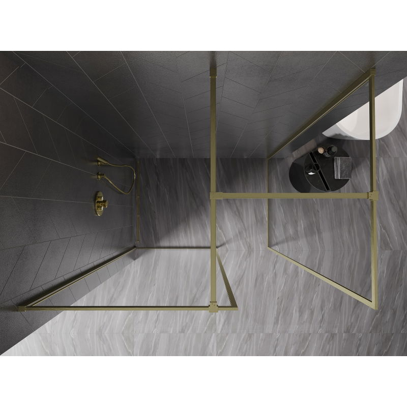 Mexen Kioto-F Paroi de douche Walk-in avec cadre 80 x 80 cm, transparent 8 mm, or brossé - 800-080-202-04-55-080