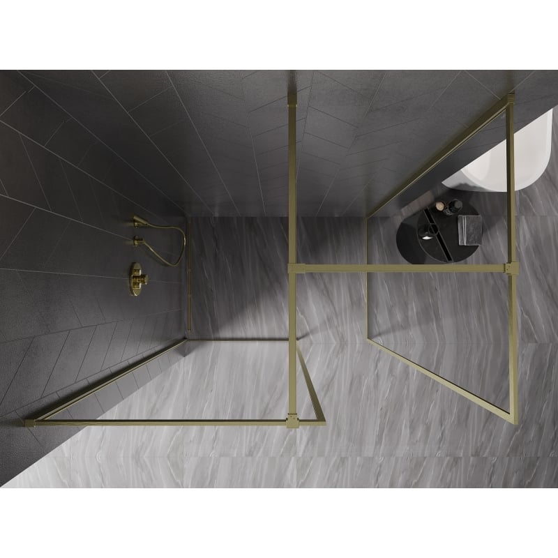 Mexen Kioto-F paroi de douche Walk-in avec cadre 145 x 80 cm, transparent 8 mm, or brossé - 800-145-202-04-55-080