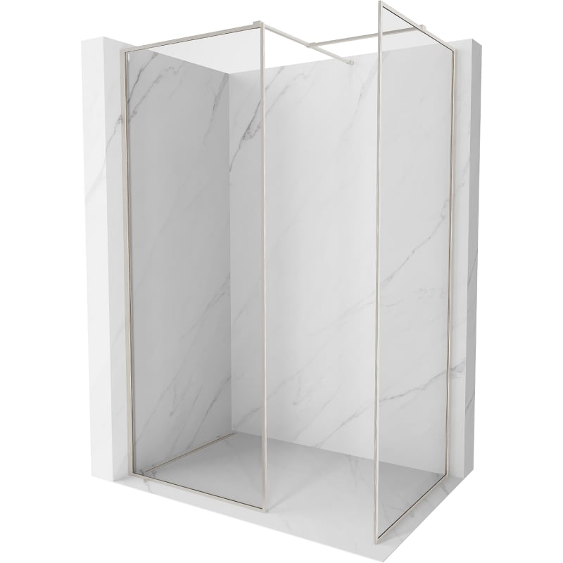 Mexen Kioto-F paroi de douche Walk-in avec cadre 140 x 70 cm, transparent 8 mm, nickel brossé - 800-140-202-04-97-070