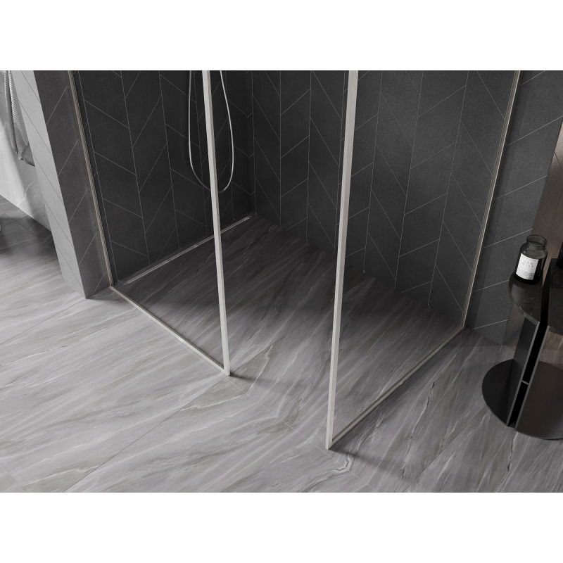 Mexen Kioto-F paroi de douche Walk-in avec cadre 155 x 70 cm, transparent 8 mm, nickel brossé - 800-155-202-04-97-070