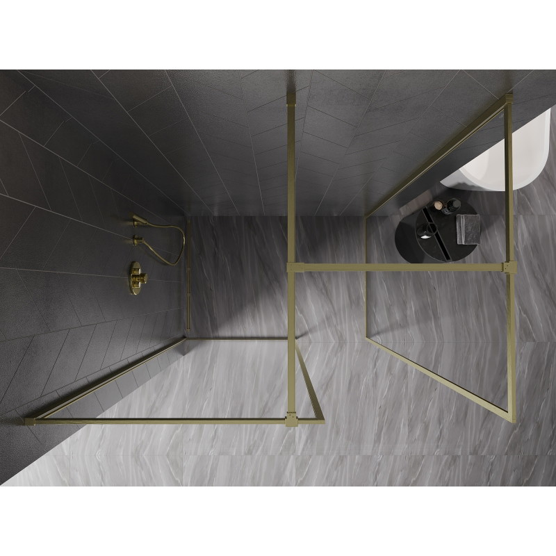 Mexen Kioto-F paroi de douche Walk-in avec cadre 85 x 80 cm, transparent 8 mm, or brossé - 800-085-202-04-55-080
