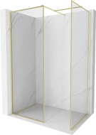 Mexen Kioto-F paroi de douche Walk-in avec cadre 160 x 85 cm, transparent 8 mm, or brossé - 800-160-202-04-55-085