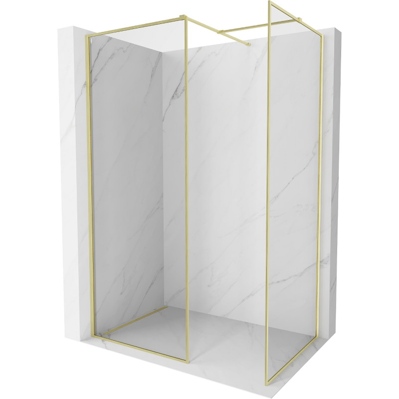 Mexen Kioto-F paroi de douche Walk-in avec cadre 170 x 90 cm, transparent 8 mm, or brossé - 800-170-202-04-55-090