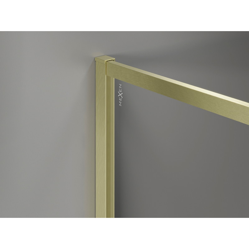 Mexen Kioto-F Paroi de douche Walk-in avec cadre 155 x 90 cm, transparent 8 mm, or brossé - 800-155-202-04-55-090