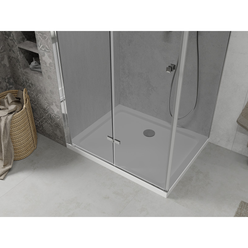 Mexen Lima cabine de douche pliante 100 x 90 cm, graphite, chrome + receveur plat, blanc - 856-100-090-01-40-4010
