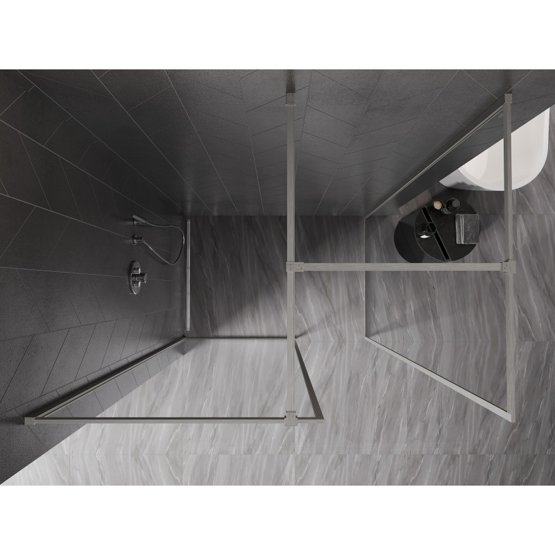 Mexen Kioto-F paroi de douche Walk-in avec cadre 180 x 75 cm, transparent 8 mm, nickel brossé - 800-180-202-04-97-075