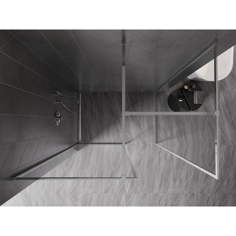 Mexen Kioto-F paroi de douche Walk-in avec cadre 150 x 95 cm, transparent 8 mm, chrome - 800-150-202-04-00-095