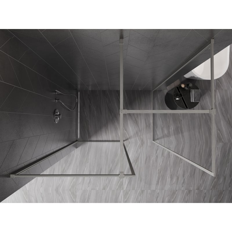 Mexen Kioto-F paroi de douche Walk-in avec cadre 180 x 80 cm, transparent 8 mm, nickel brossé - 800-180-202-04-97-080