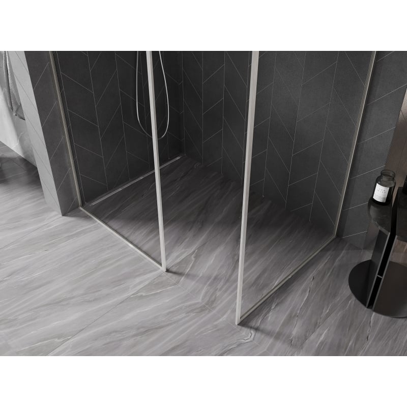 Mexen Kioto-F paroi de douche Walk-in avec cadre 180 x 80 cm, transparent 8 mm, nickel brossé - 800-180-202-04-97-080