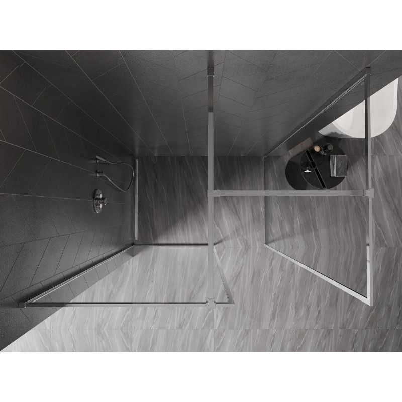 Mexen Kioto-F paroi de douche Walk-in avec cadre 160 x 100 cm, transparent 8 mm, chrome - 800-160-202-04-00-100