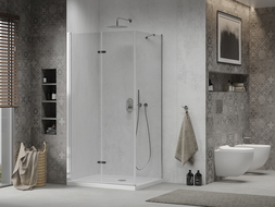 Mexen Lima cabine de douche pliante 80 x 70 cm, transparent, chrome + receveur Flat - 856-080-070-01-00-4010