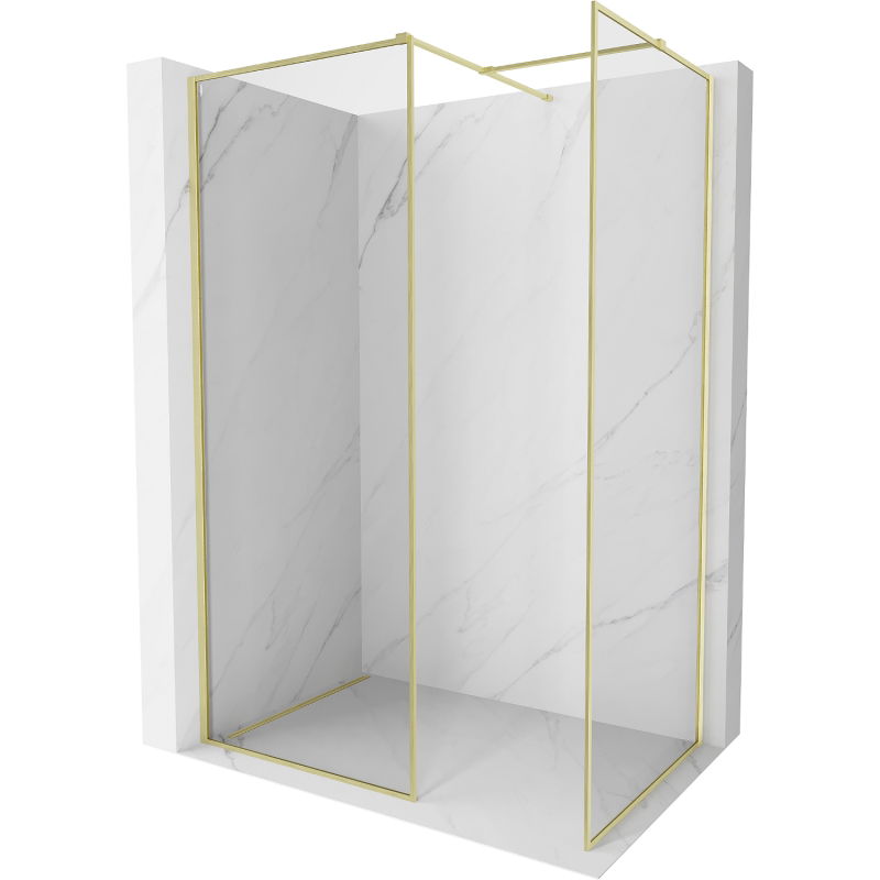 Mexen Kioto-F Paroi de douche Walk-in avec cadre 160 x 100 cm, transparent 8 mm, or brossé - 800-160-202-04-55-100