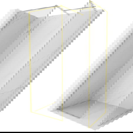 Mexen Kioto-F Paroi de douche Walk-in avec cadre 160 x 100 cm, transparent 8 mm, or brossé - 800-160-202-04-55-100