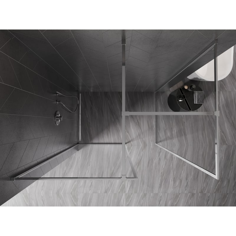 Mexen Kioto-F paroi de douche Walk-in avec cadre 140 x 115 cm, transparent 8 mm, chrome - 800-140-202-04-00-115