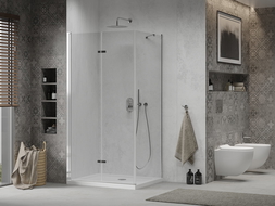 Mexen Lima cabine de douche pliante 90 x 70 cm, transparent, chrome + receveur Flat - 856-090-070-01-00-4010