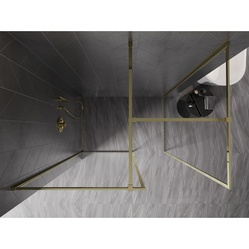 Mexen Kioto-F paroi de douche Walk-in avec cadre 100 x 75 cm, transparent 8 mm, or - 800-100-202-04-50-075