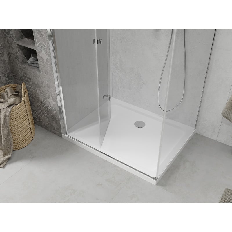 Mexen Lima cabine de douche pliante 90 x 80 cm, transparent, chrome + receveur Flat - 856-090-080-01-00-4010