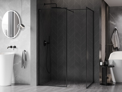 Mexen Kioto-F paroi de douche Walk-in avec cadre 70 x 70 cm, transparent 8 mm, noir - 800-070-202-04-70-070