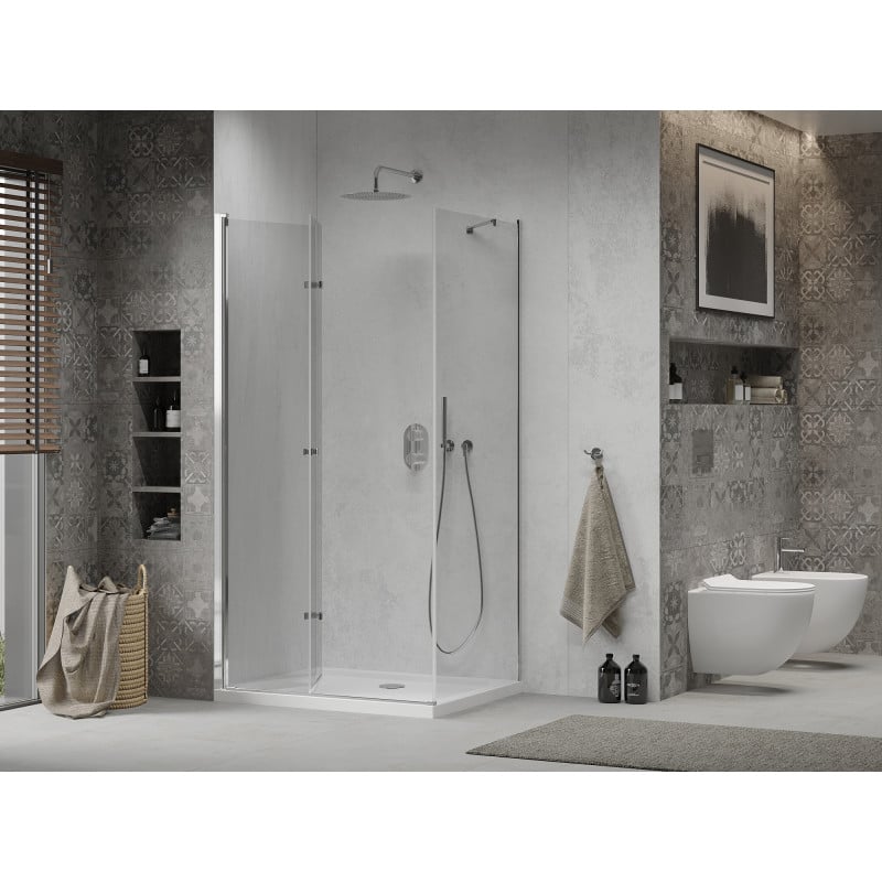 Mexen Lima cabine de douche pliante 70 x 90 cm, transparent, chromé + receveur Flat - 856-070-090-01-00-4010