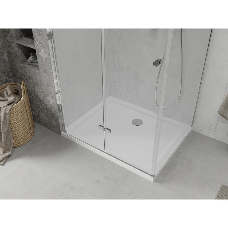Mexen Lima cabine de douche pliante 100 x 70 cm, transparent, chromé + receveur Flat - 856-100-070-01-00-4010