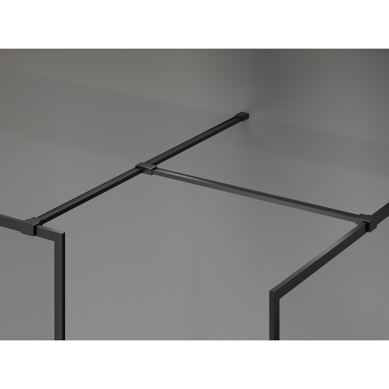 Mexen Kioto-F paroi de douche Walk-in avec cadre 130 x 75 cm, transparent 8 mm, noir - 800-130-202-04-70-075