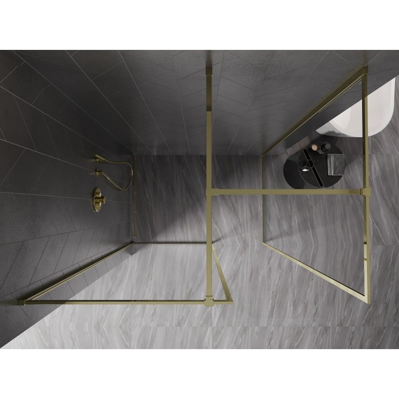 Mexen Kioto-F paroi de douche Walk-in avec cadre 95 x 70 cm, transparent 8 mm, or - 800-095-202-04-50-070