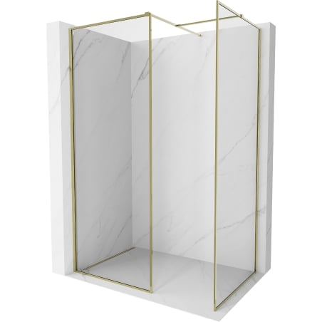 Mexen Kioto-F paroi de douche murale avec cadre 140 x 95 cm, transparent 8 mm, or - 800-140-202-04-50-095