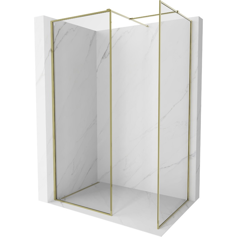 Mexen Kioto-F paroi de douche Walk-in avec cadre 140 x 100 cm, transparent 8 mm, doré - 800-140-202-04-50-100